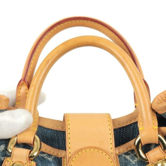 Denim Pleaty Hand Bag Blue - Picture 4 of 10